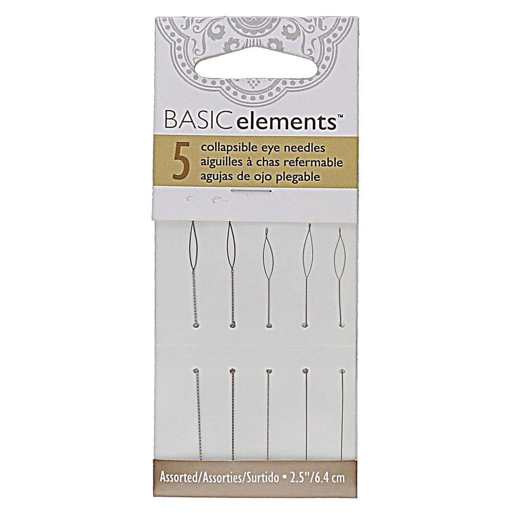 Collapsible Eye Beading Needles Assorted Sizes 0.24–0.6mm – 5-Piece Flexible Threading Set for Jewelry Making