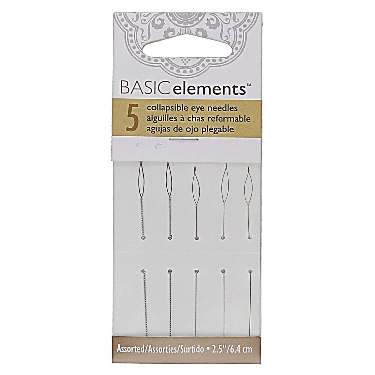 Collapsible Eye Beading Needles Assorted Sizes 0.24–0.6mm – 5-Piece Flexible Threading Set for Jewelry Making