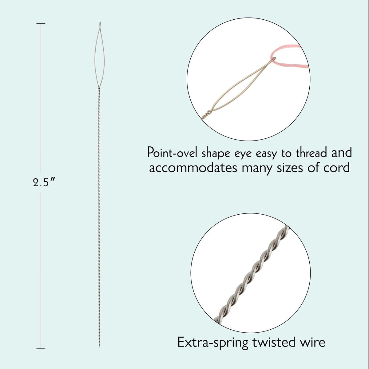 Collapsible Eye Beading Needles Assorted Sizes 0.24–0.6mm – 5-Piece Flexible Threading Set for Jewelry Making