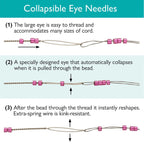 Collapsible Eye Beading Needles Assorted Sizes 0.24–0.6mm – 5-Piece Flexible Threading Set for Jewelry Making