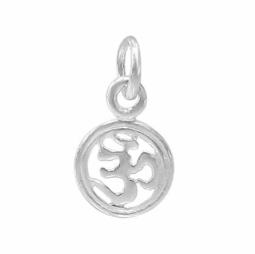 Sterling Silver, Smooth Round Shape OM Charm