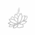Sterling Silver, Flat Lotus Flower Charm With 5x4mm Loop