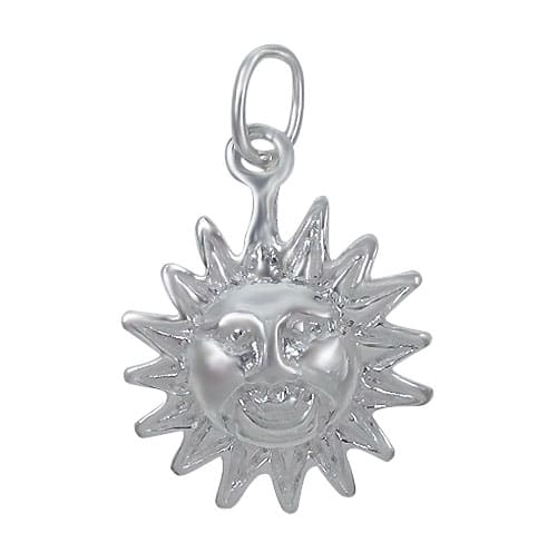 Sterling Silver, Happy Face Sun Shape Charm