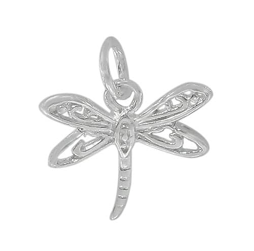 Sterling Silver, Filigree Style, Smooth Dragonfly Charm