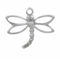 Sterling Silver, Smooth Dragonfly Shape Charm With a Round Loop