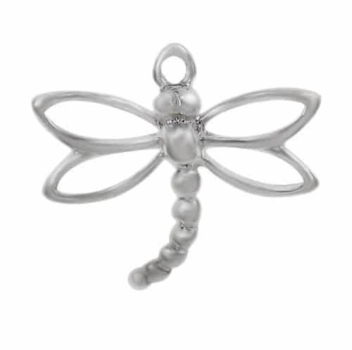 Sterling Silver, Smooth Dragonfly Shape Charm With a Round Loop