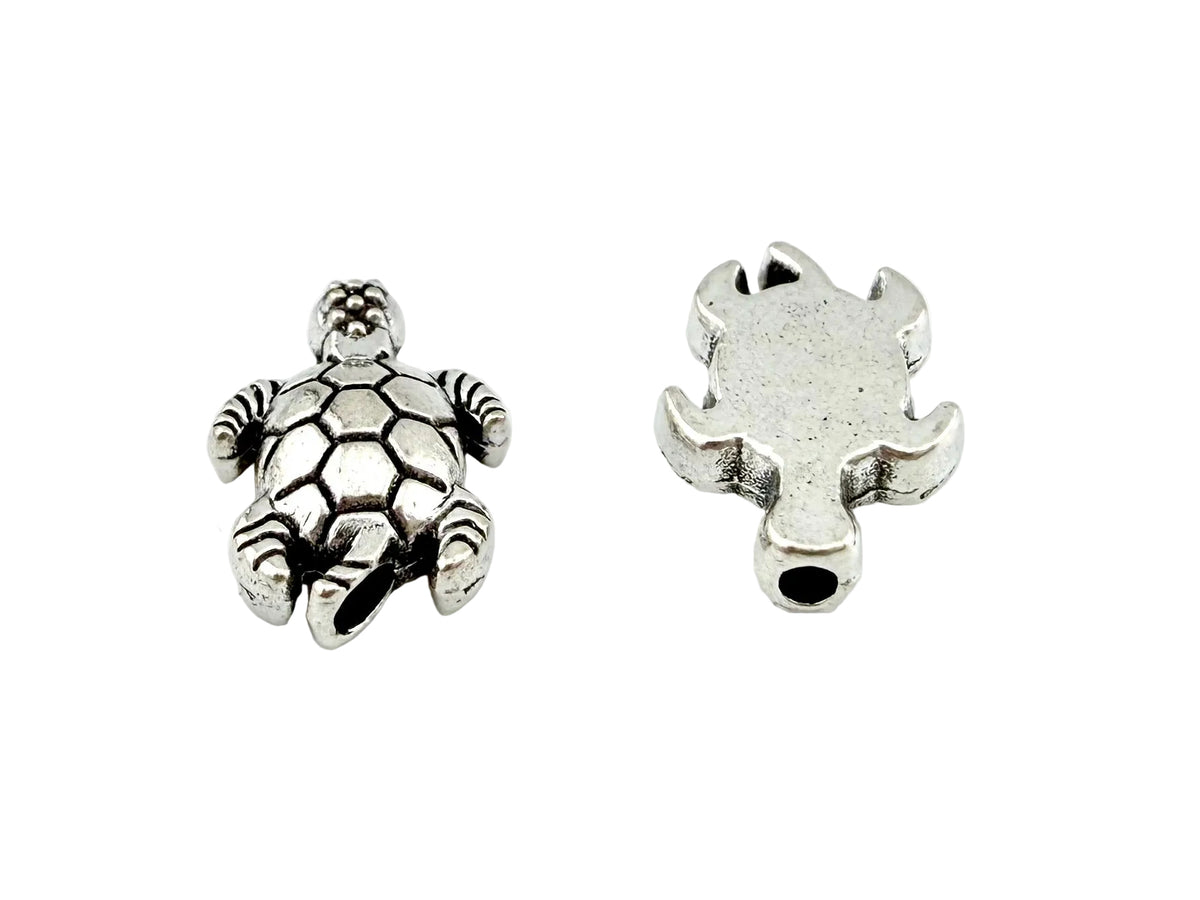 12.5x9mm Turtle Spacer Bead Rhodium