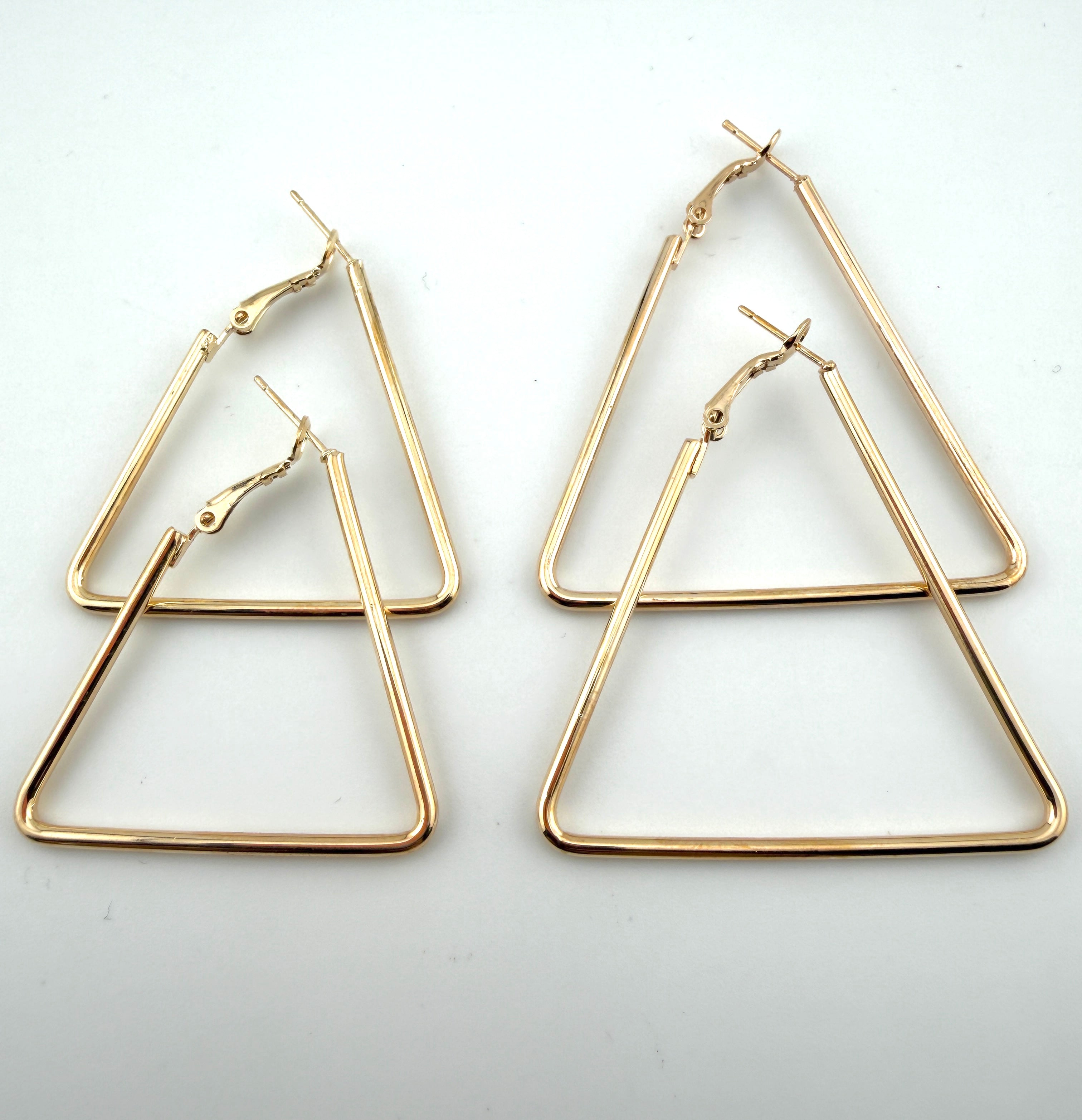 Gold Triangle Hoop Earing Frame Pair
