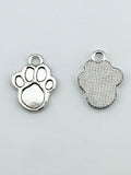 22.5mm Dog Paw Rhodium Charm