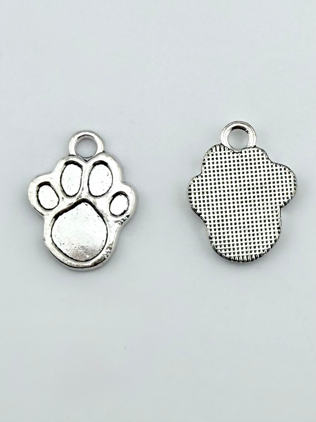 22.5mm Dog Paw Rhodium Charm