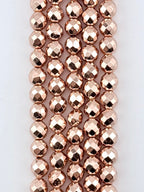 8mm Rose Gold Faceted Round Hematite Beads