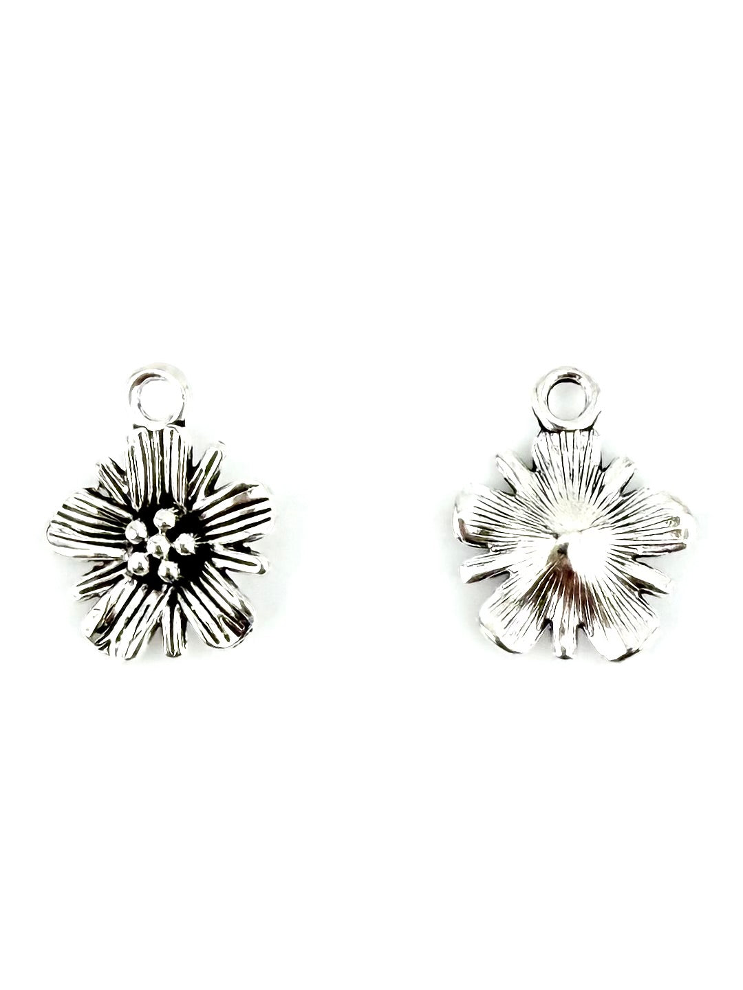 17mm Flower Charm Rhodium