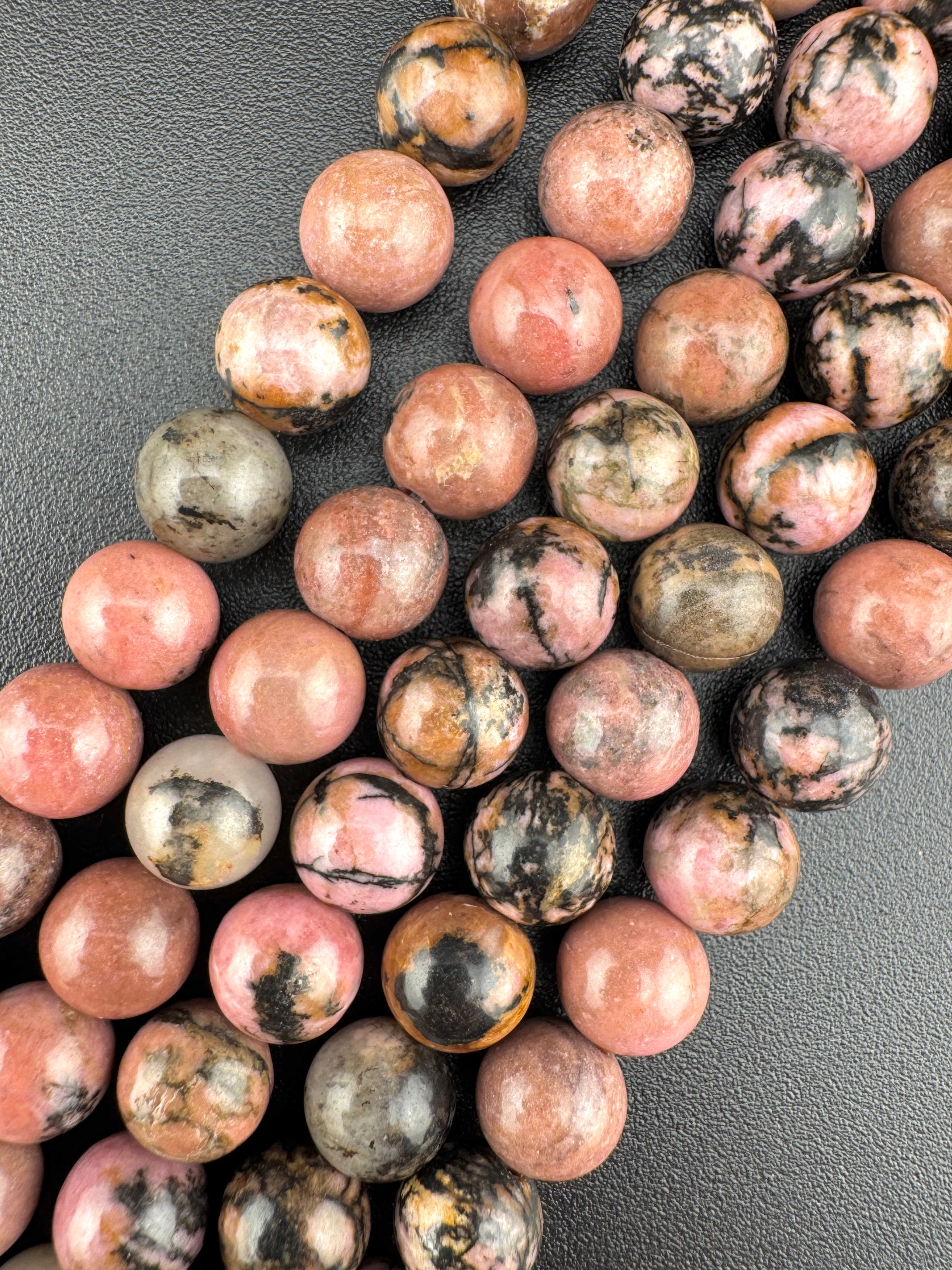 Rhodonite Beads Available in 4mm, 6mm, 8mm Sizes