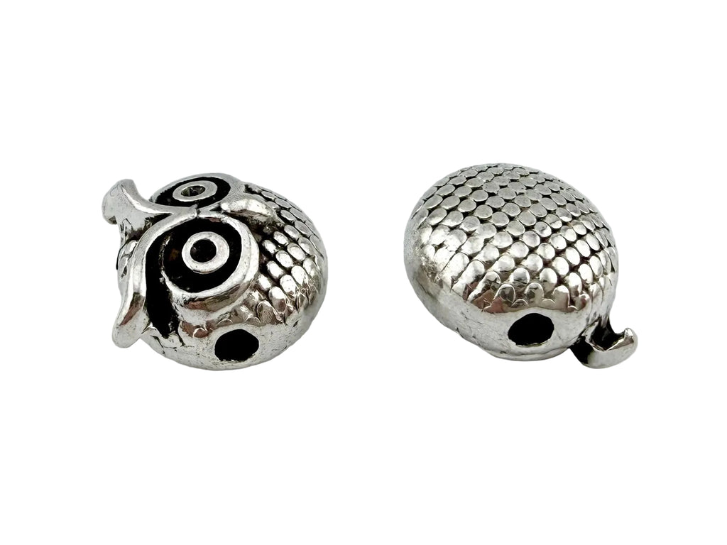 10x8mm Chubby Owl Spacer Rhodium