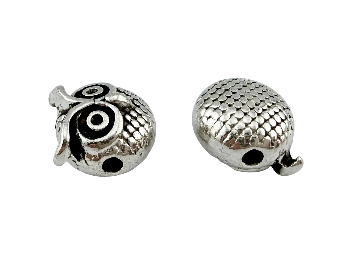 10x8mm Chubby Owl Spacer Rhodium