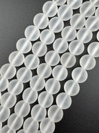 Matte Clear Quartz Beads Available in 6mm, 8mm, 10mm Sizes