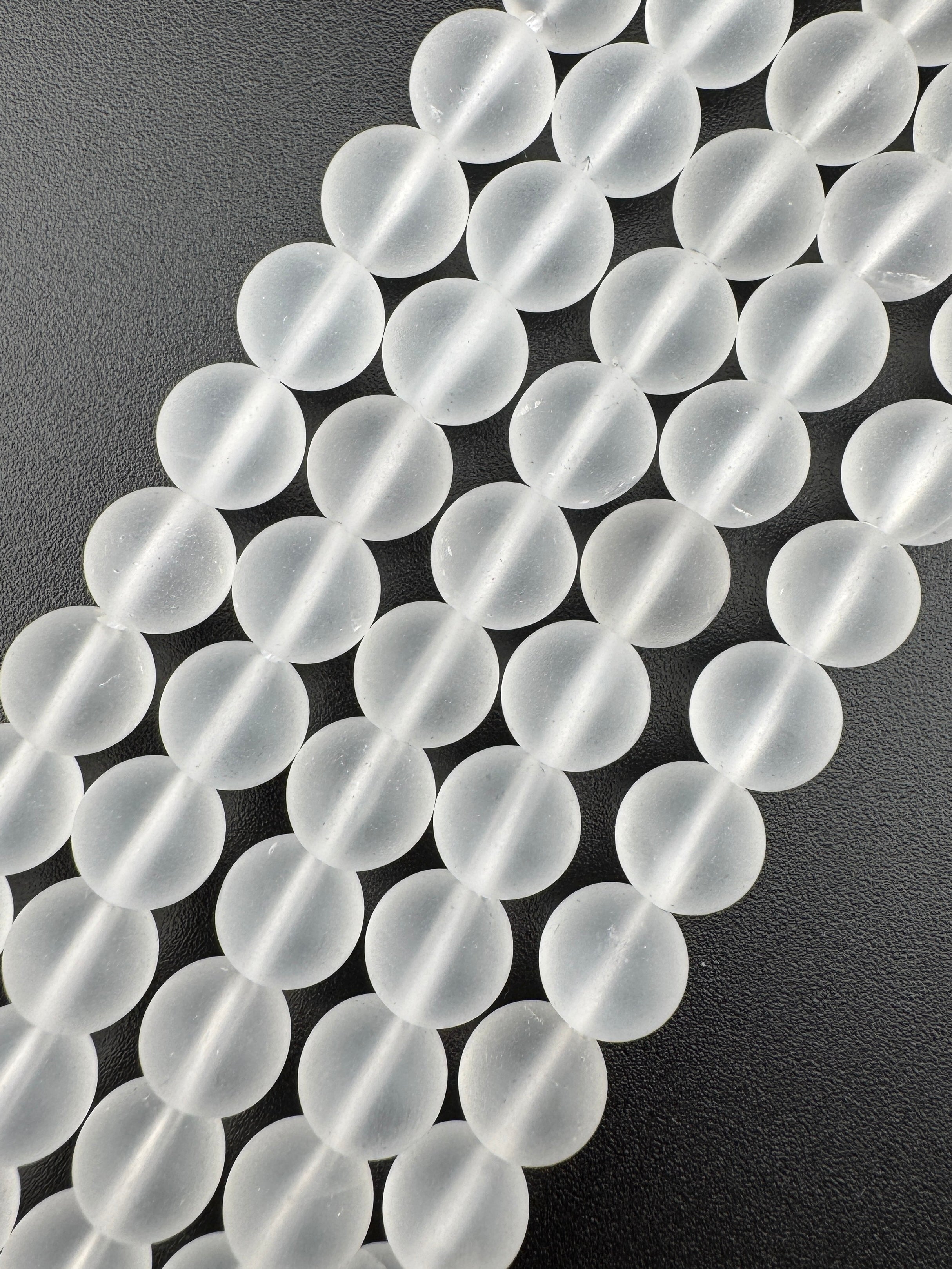 Matte Clear Quartz Beads Available in 6mm, 8mm, 10mm Sizes
