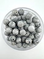 Matte Grey Scenery Jasper Beads Available in 6mm, 8mm Sizes