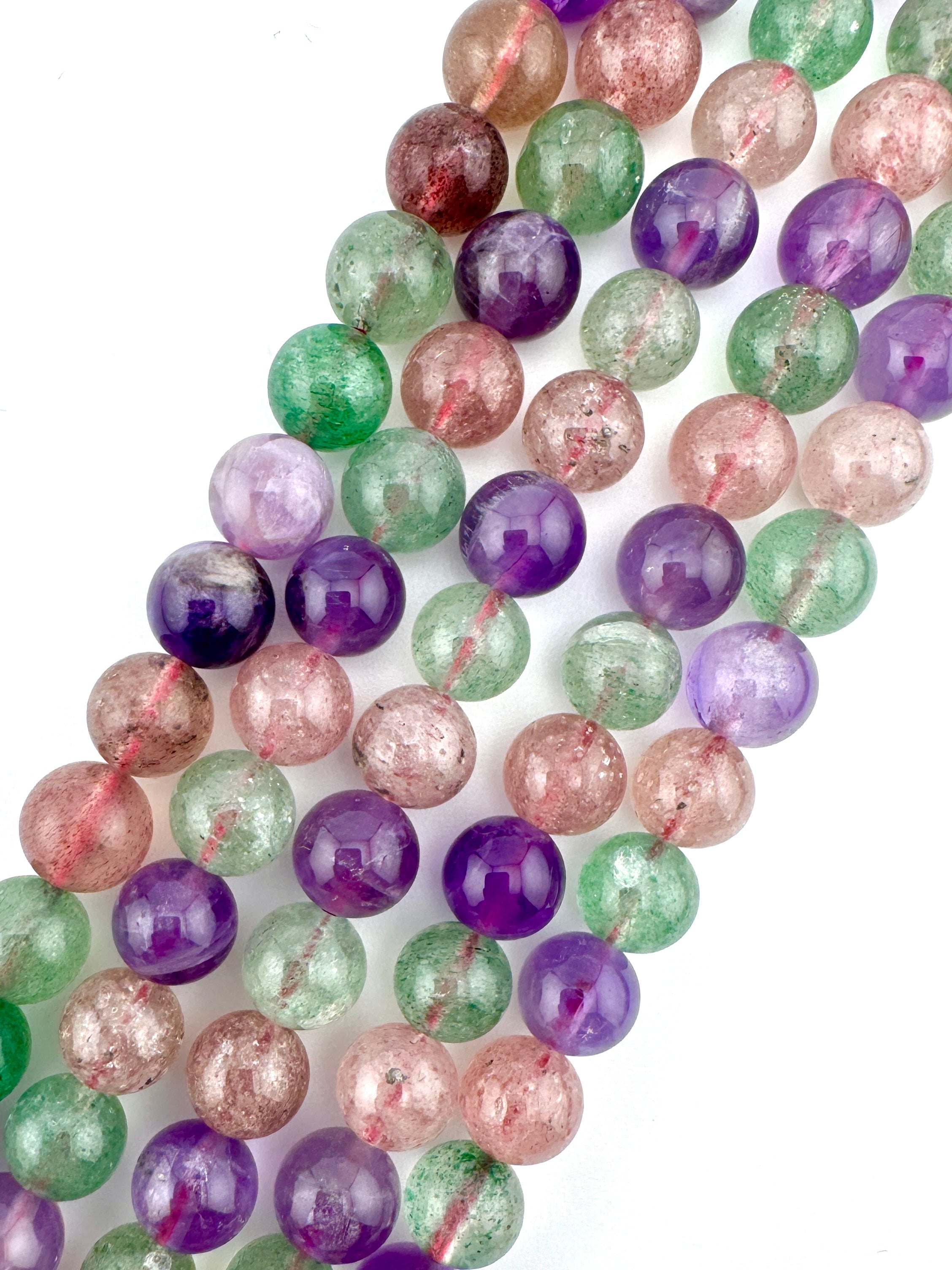Strawberry Amethyst Green Quartz Beads Available in 6mm, 8mm, 10mm, 12mm Sizes