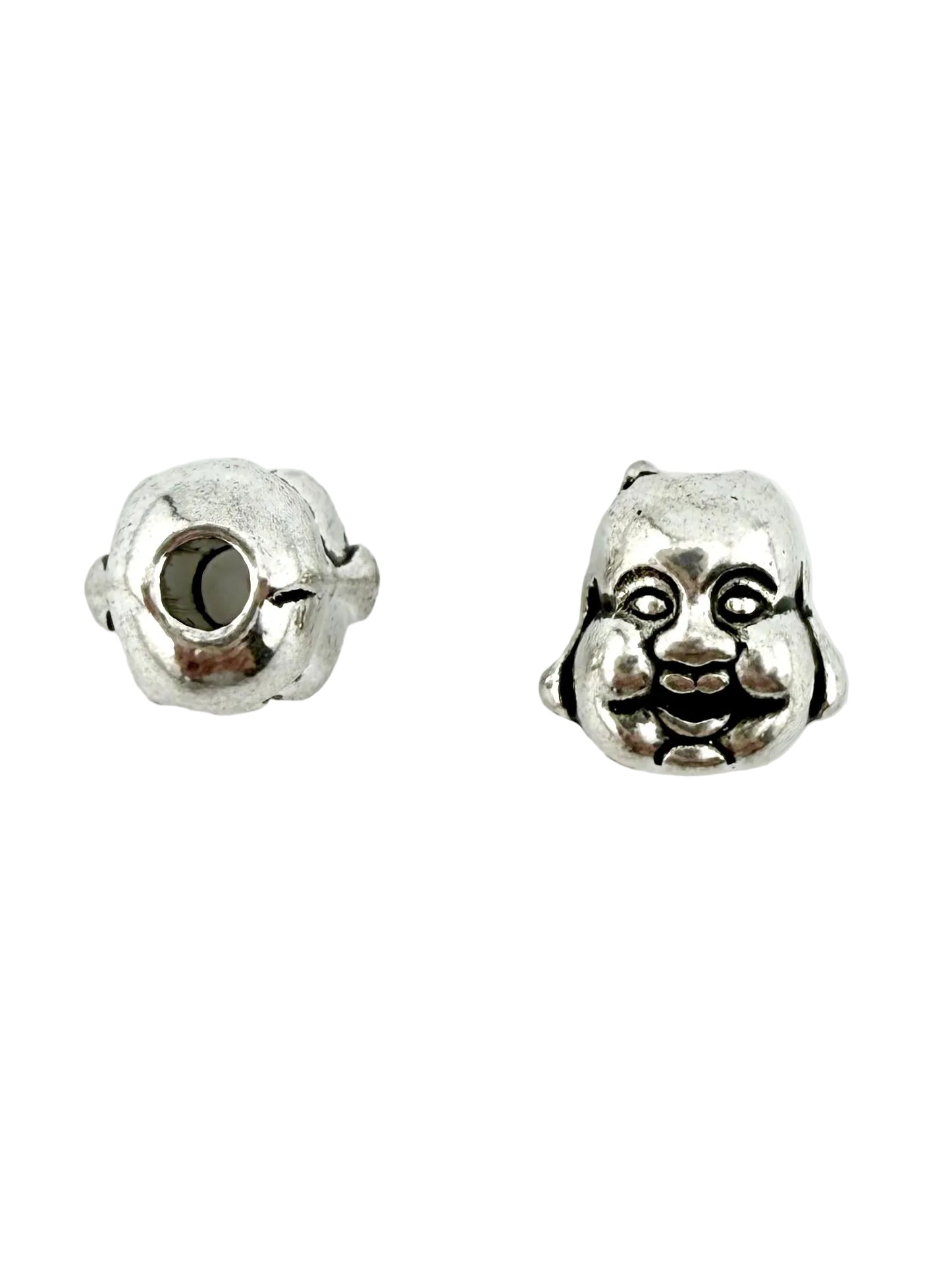 10mm Smiling Buddah Spacer Bead Rhodium