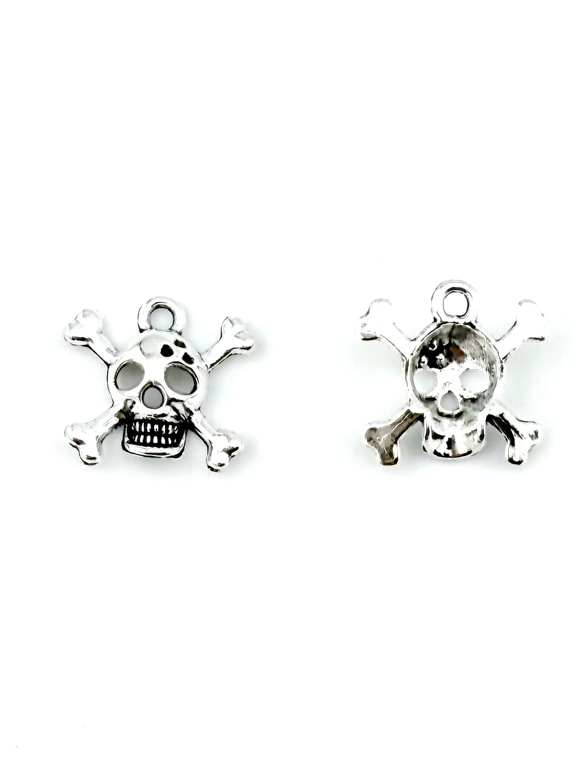 14.5mm Skull and Bones Charm Rhodium