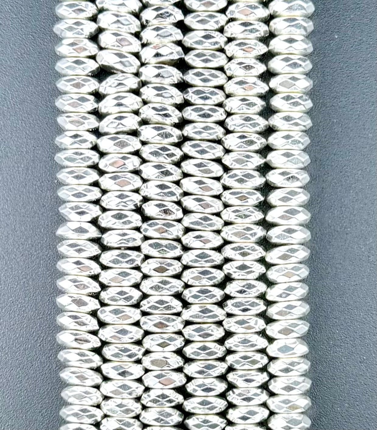 Silver Rondelle Hematite Beads 3x8mm