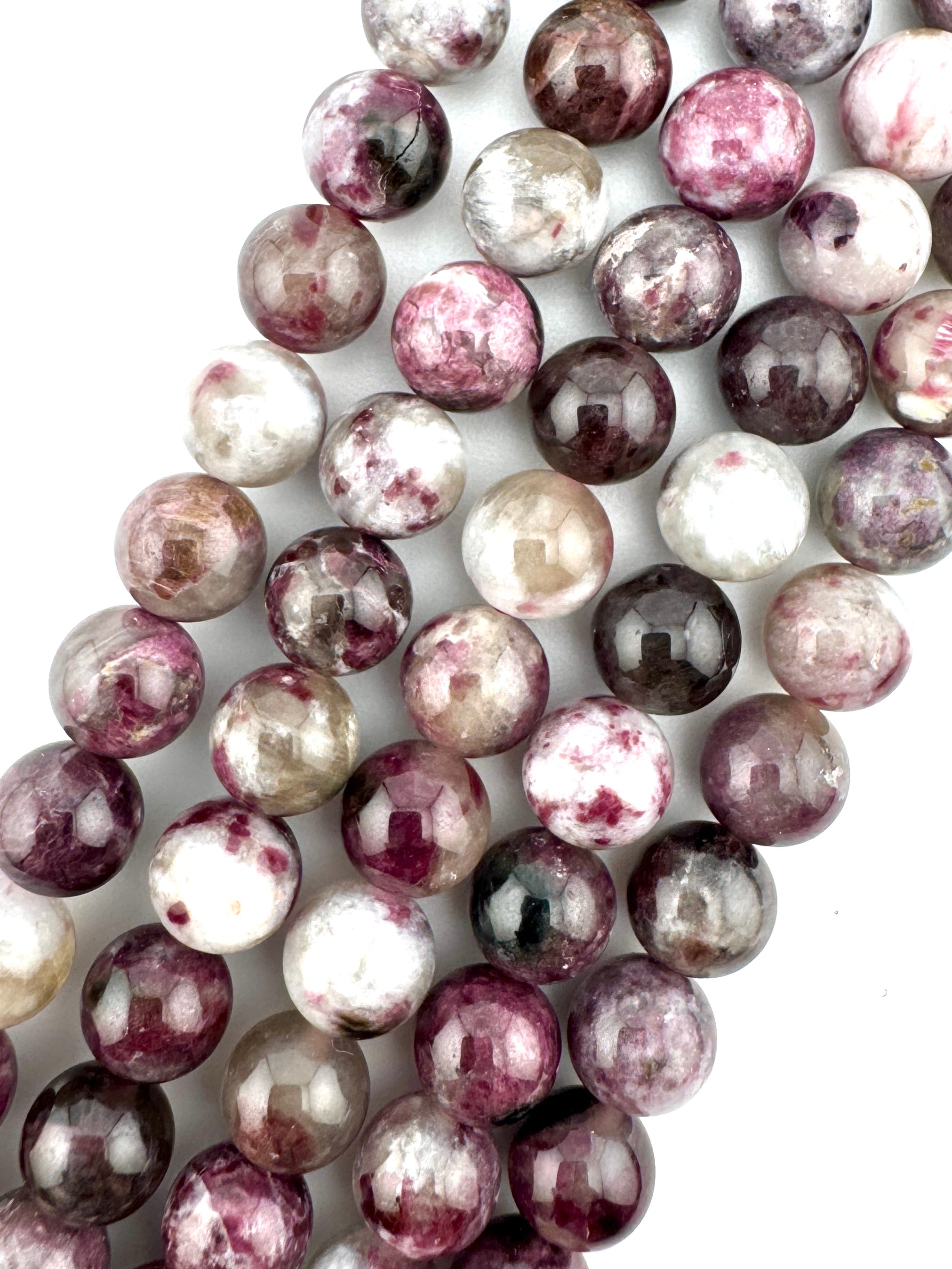 Plum Blossom Tourmaline Beads Available in 6mm, 8mm Sizes