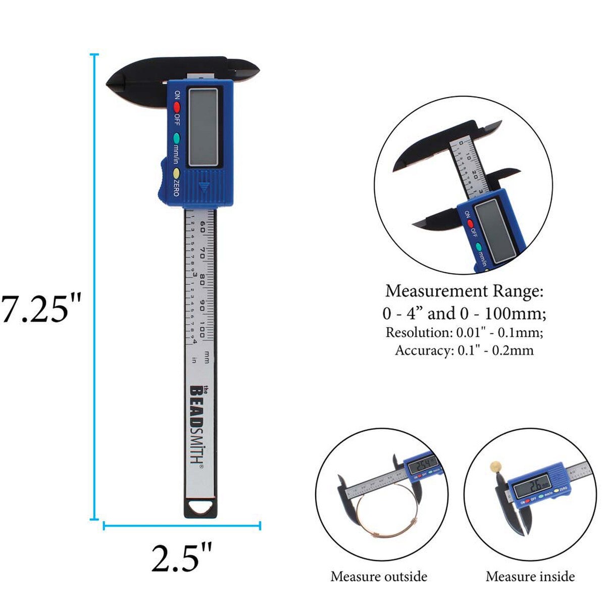 Digital Caliper for Jewelry & Craft Measuring up to 4 Inch (100 mm)