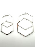 Hexagon Frame Hoop Earing Pair