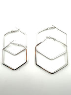 Hexagon Frame Hoop Earing Pair