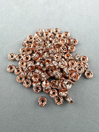 Brass Rhinestone Rondelle Spacers Rose Gold with Clear Crystal