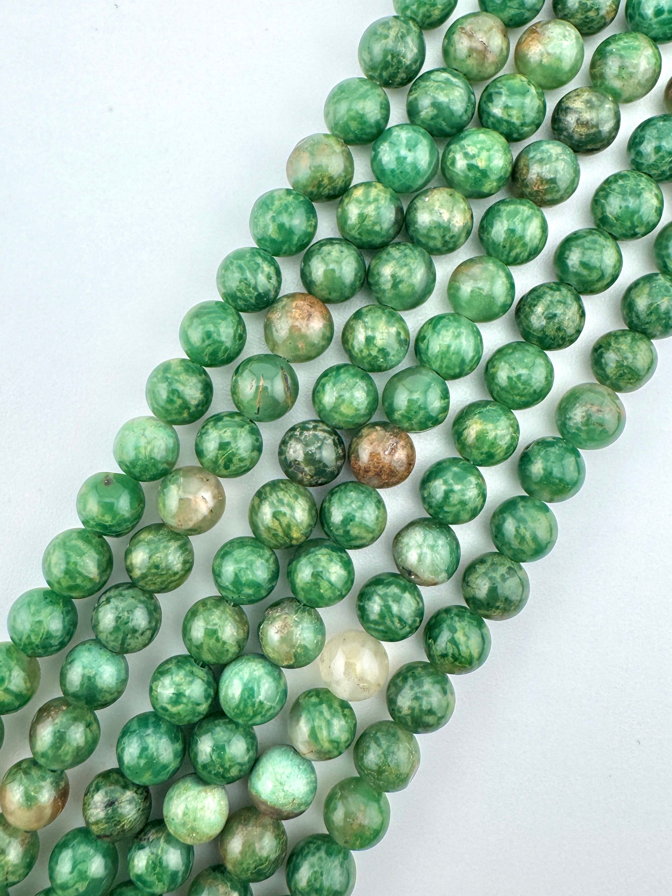 African Green Jade Beads Available in 6mm, 8mm, 10mm, 12mm Sizes