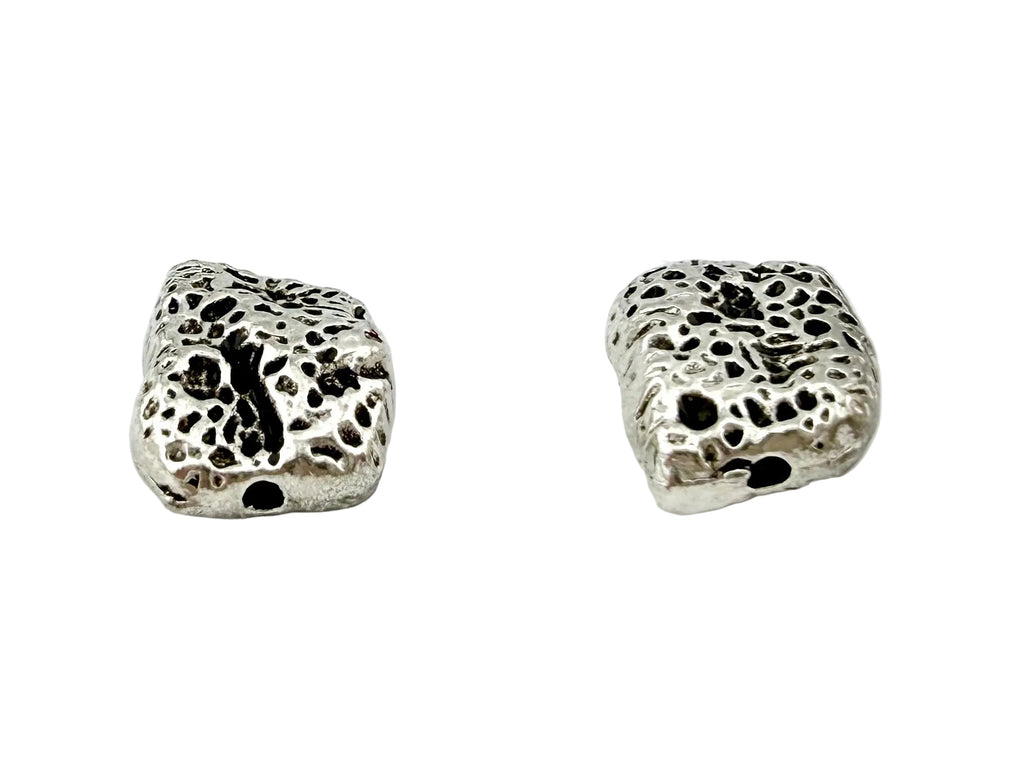 11x10mm Metal Rock Spacer Bead Rhodium