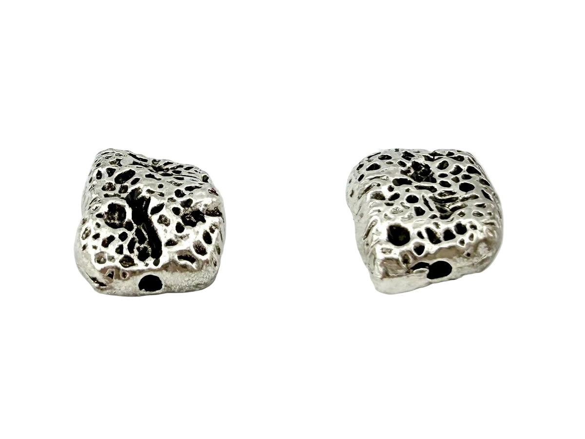 11x10mm Metal Rock Spacer Bead Rhodium