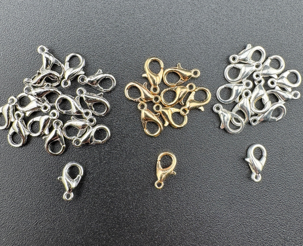 Base Metal 10 mm Lobster Clasp Silver, Gold, Rhodium
