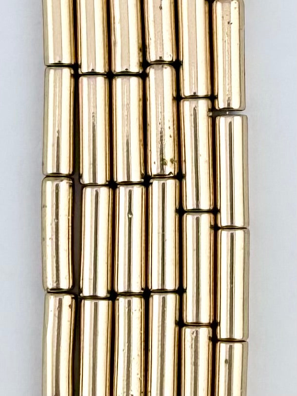 13x4mm Hematite Column Beads Gold