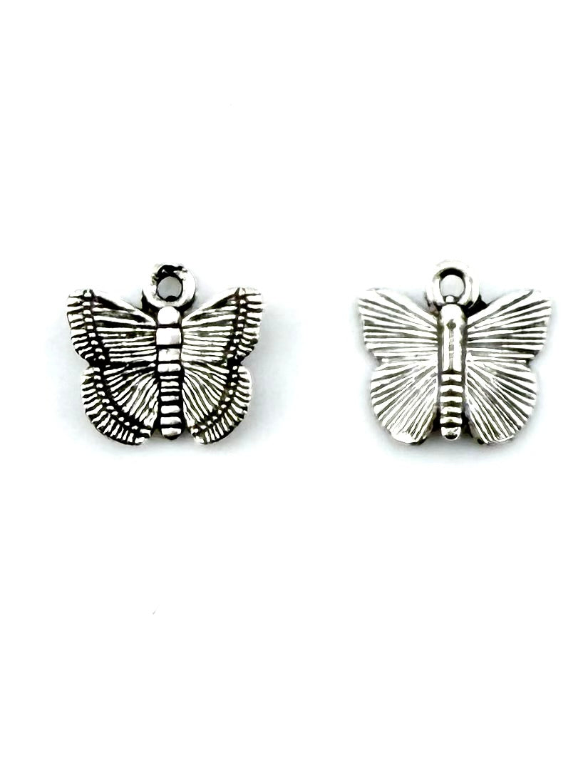 12mm Butterfly Charm Rhodium