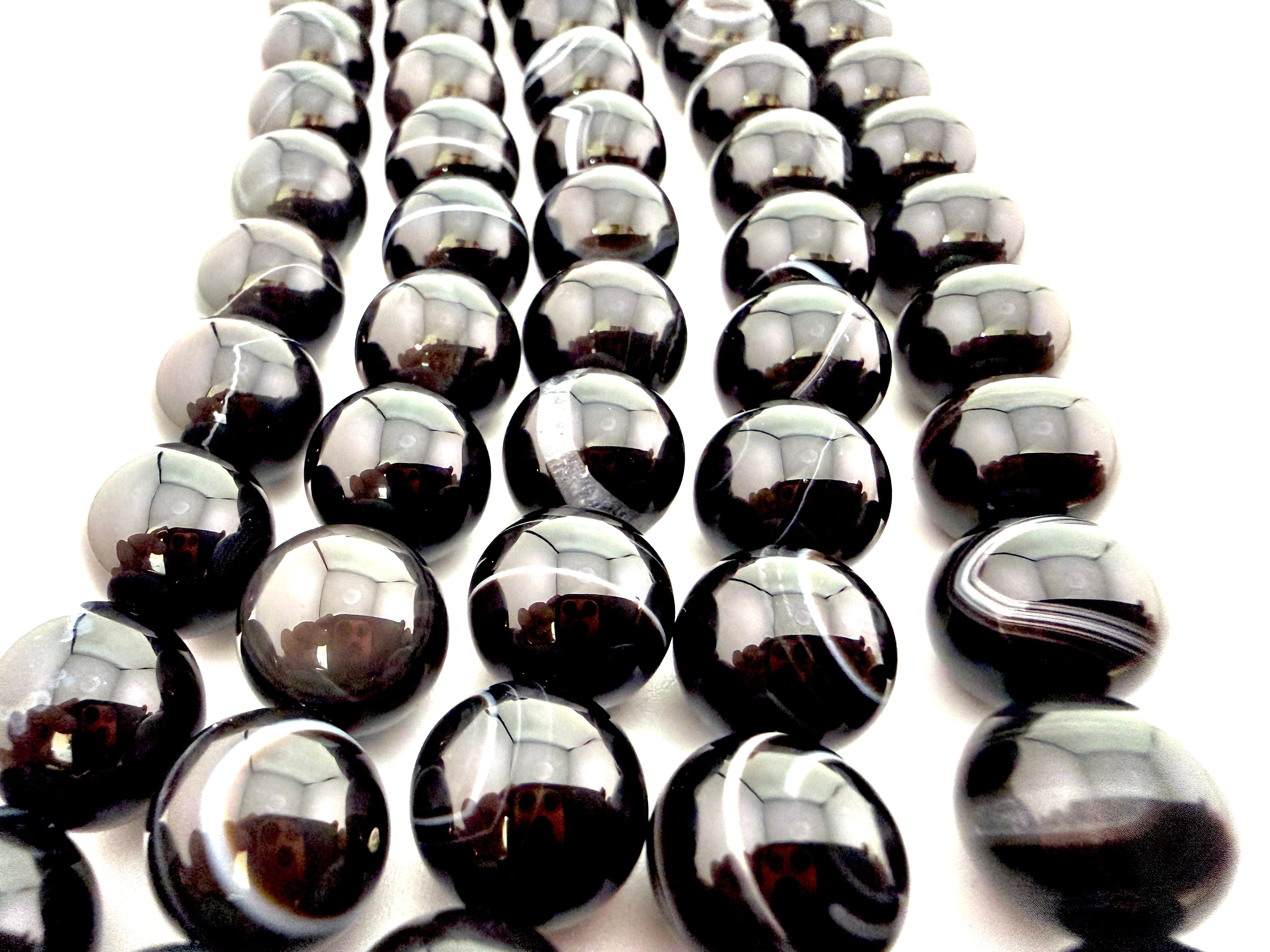 12mm Black Banded Agate
