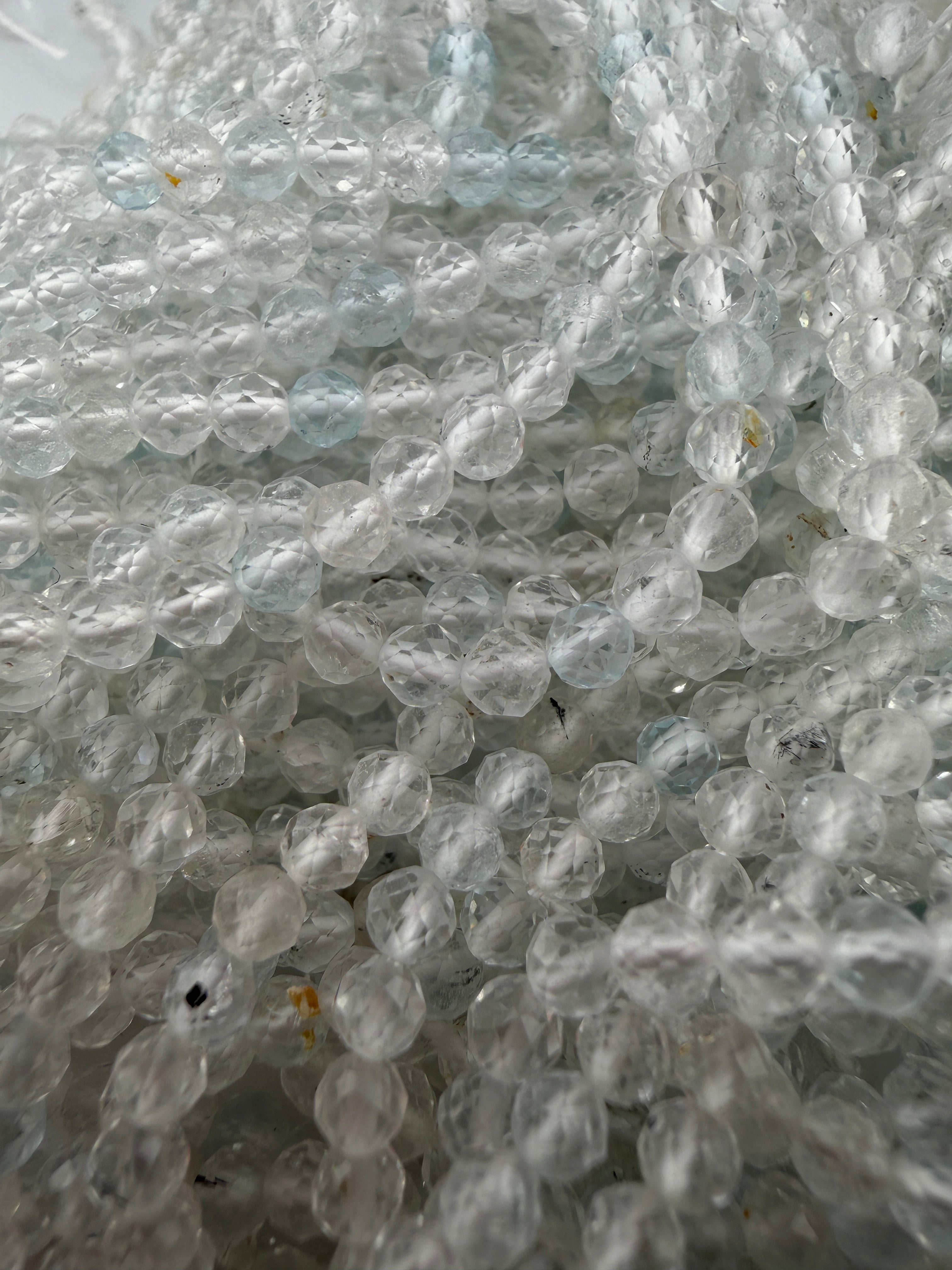 3mm Faceted Clear Topaz Beads