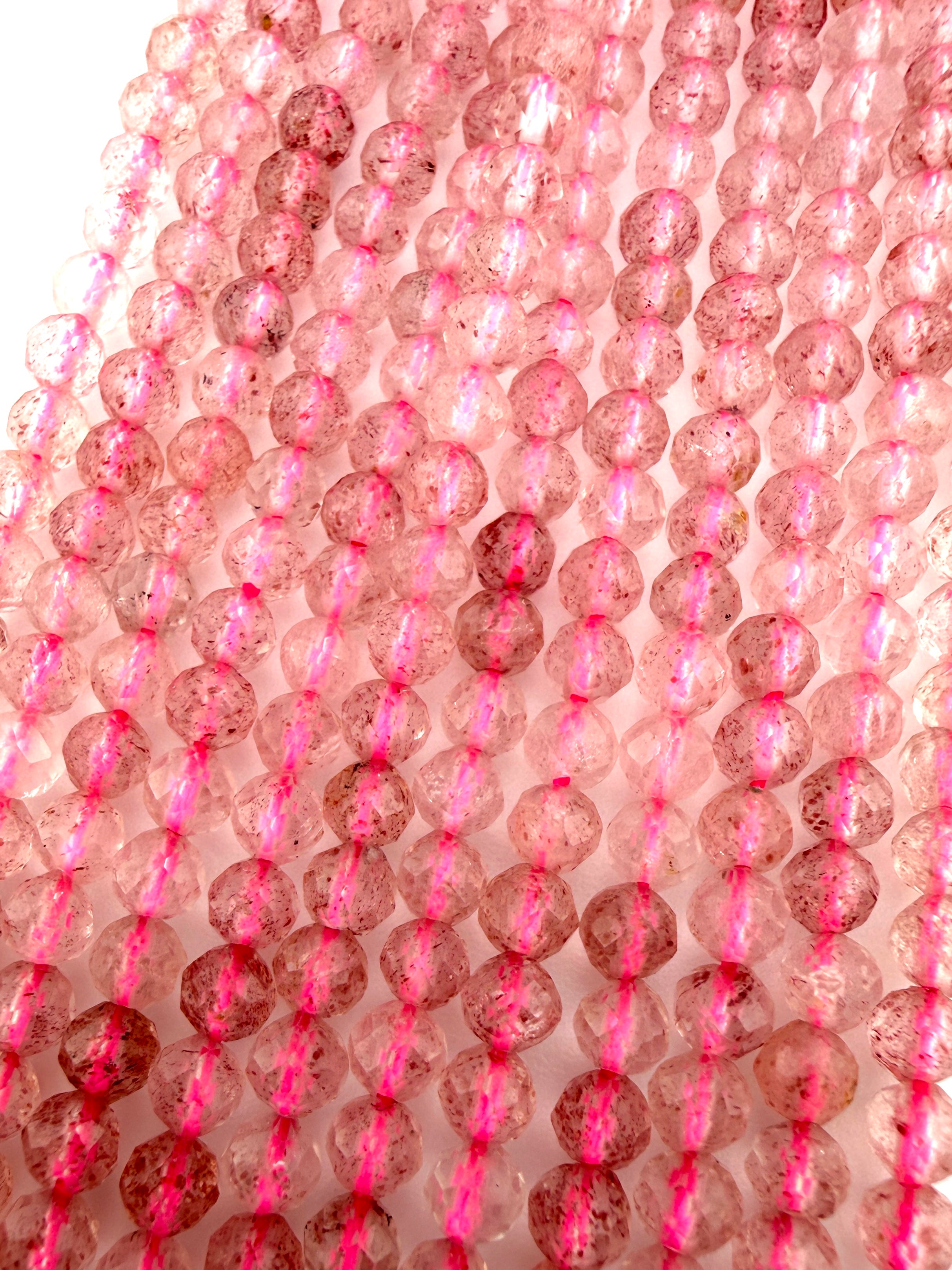 3.5mm Faceted Strawberry Quartz Beads