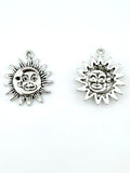 23mm Smiling Sun & Moon Charm Rhodium