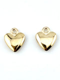 15mm Puffy Heart Charm Light Gold