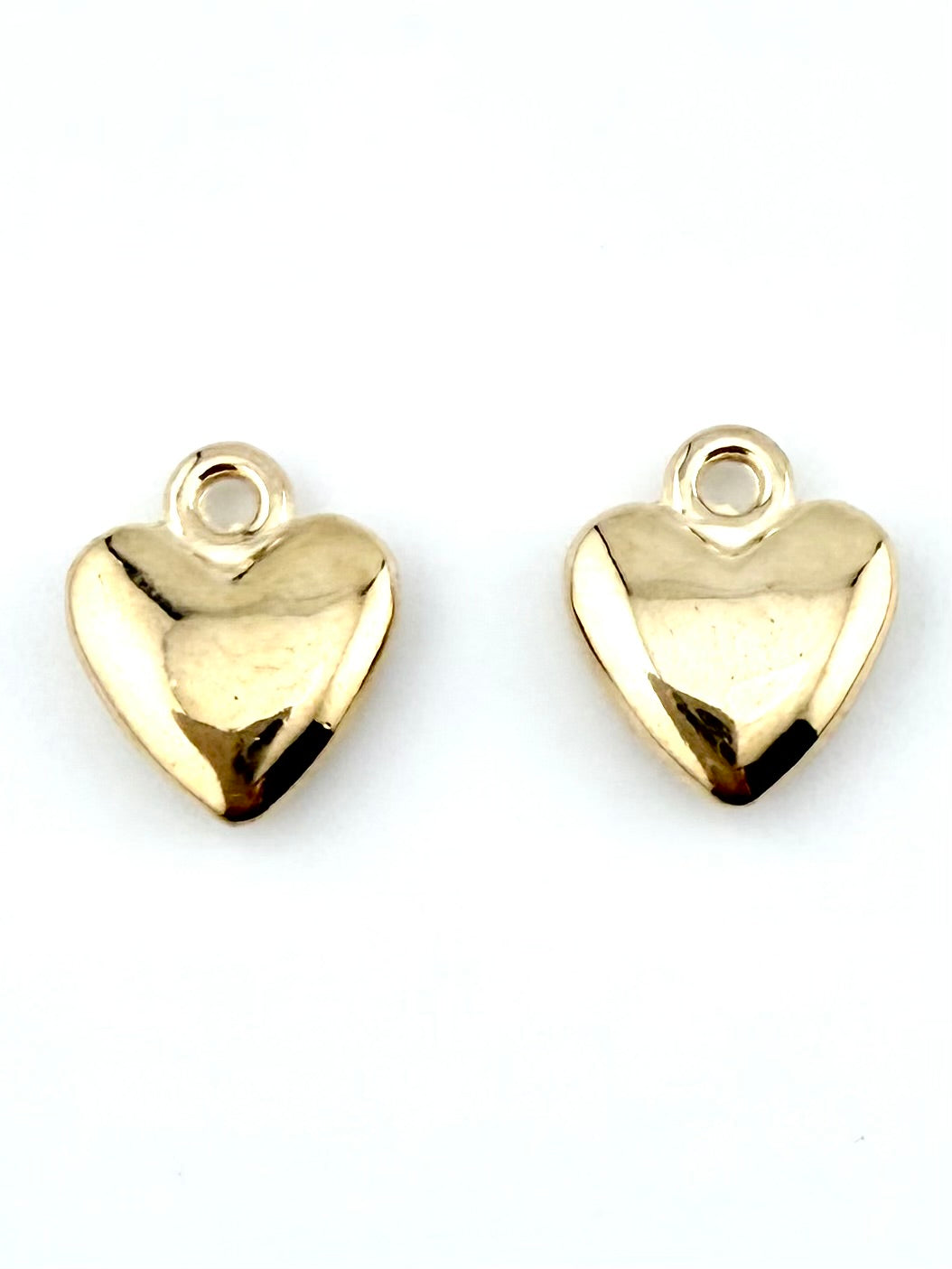 15mm Puffy Heart Charm Light Gold