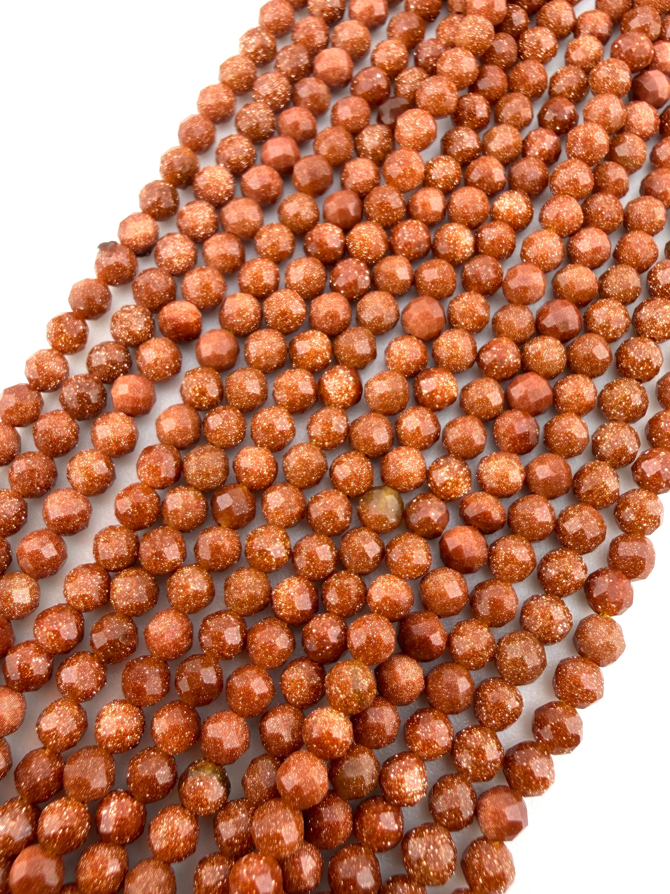 3mm Faceted Gold Stone Beads