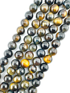 Blue Yellow Tigers Eye Beads Available in 6mm, 8mm, 10mm, 12mm, 14mm, 16mm Sizes