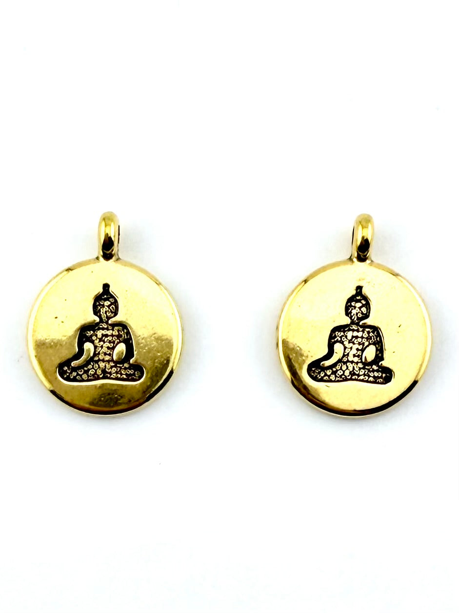 19mm Buddah Coin Charm Antique Gold