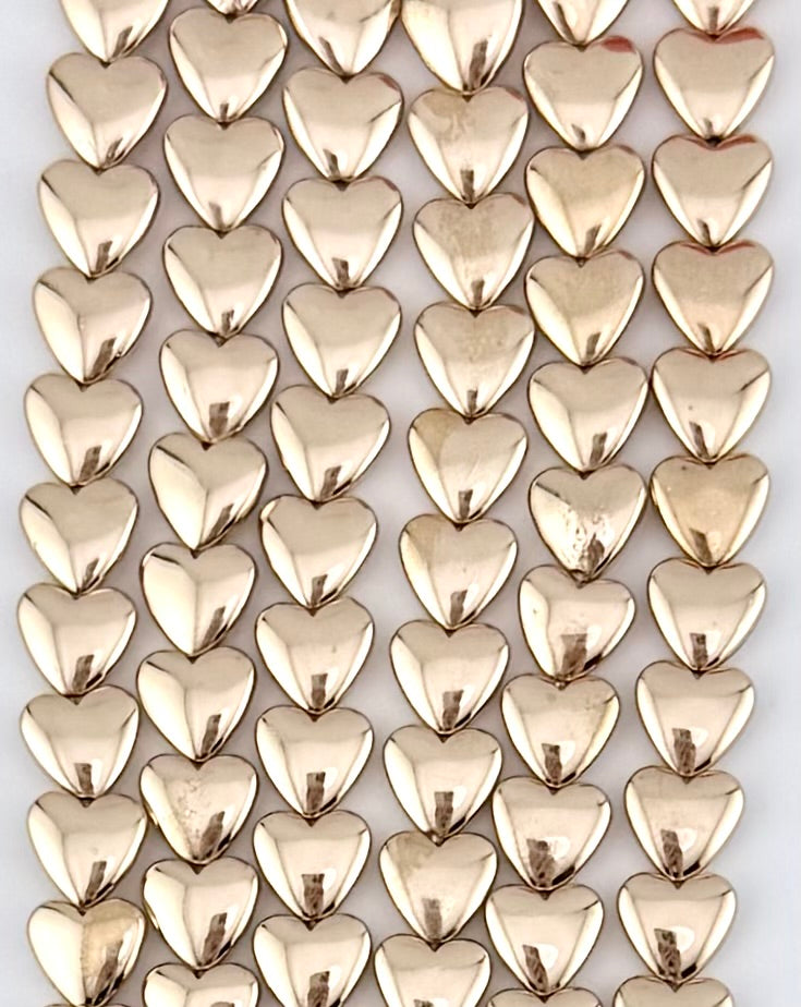 3x7x8mm Hematite Puffy Heart Gold