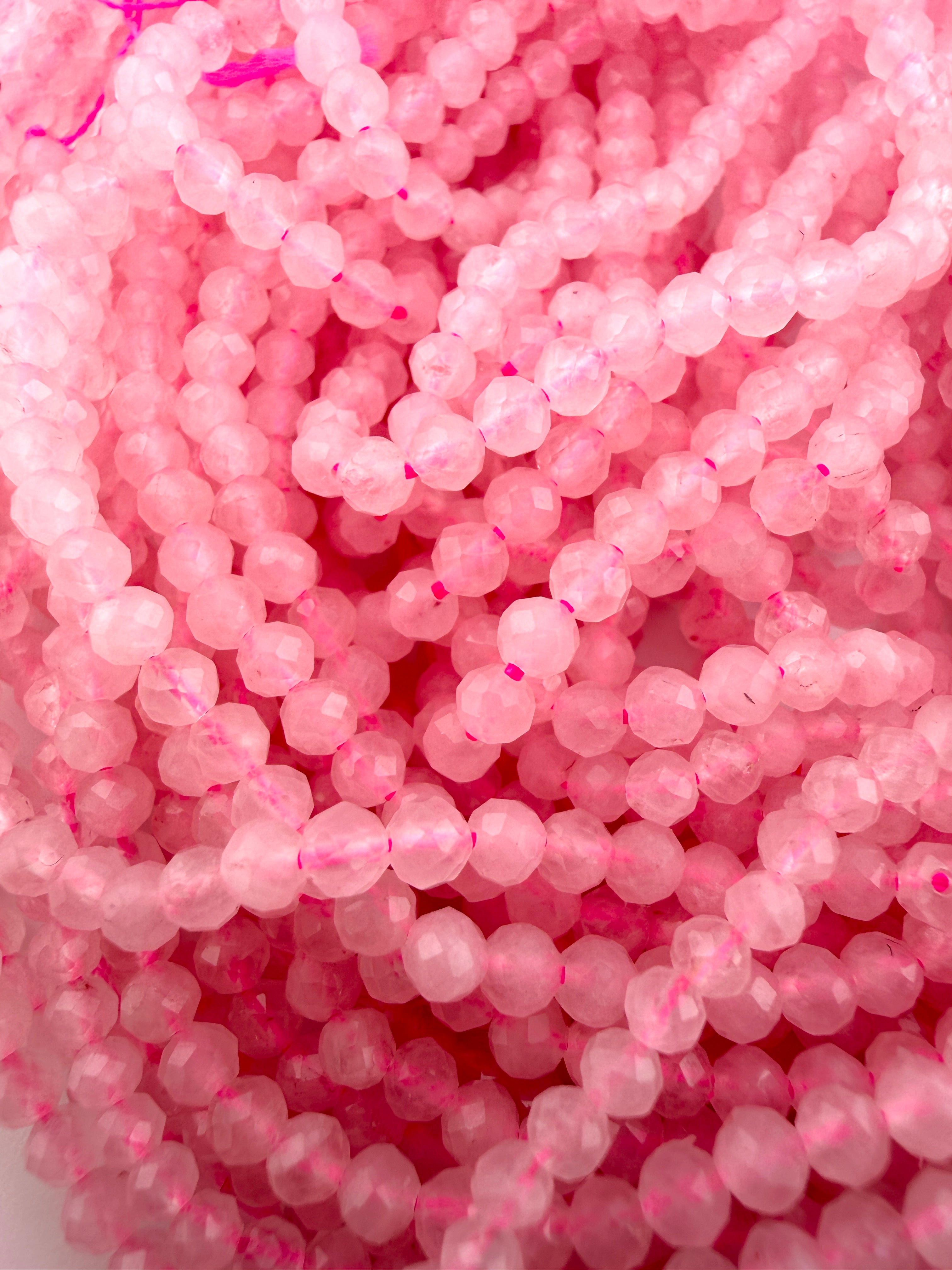 3.5mm Faceted Rose Quartz Beads