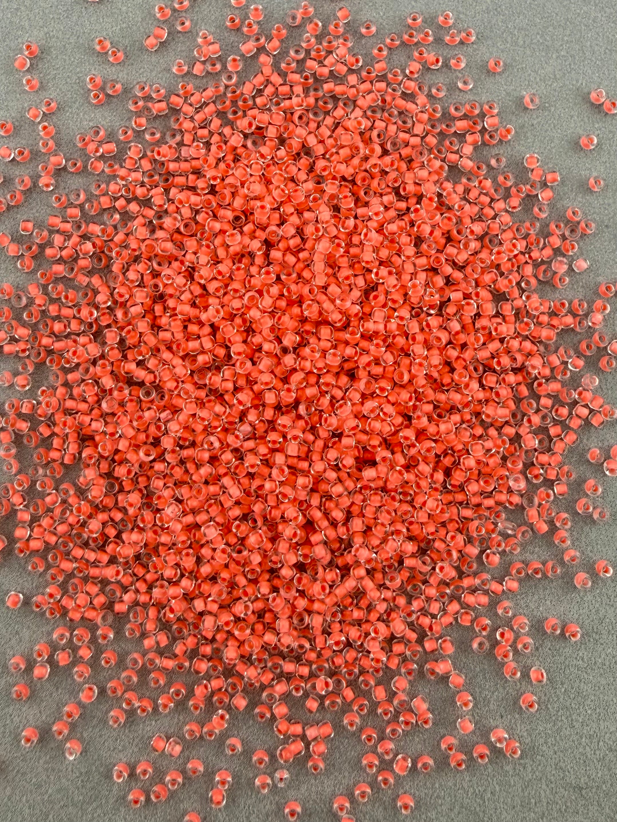 Mino Seed Beads 11/0 Crystal Salmon Color Lined