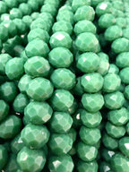 6mm Glass Faceted Rondelle Beads Medium Green